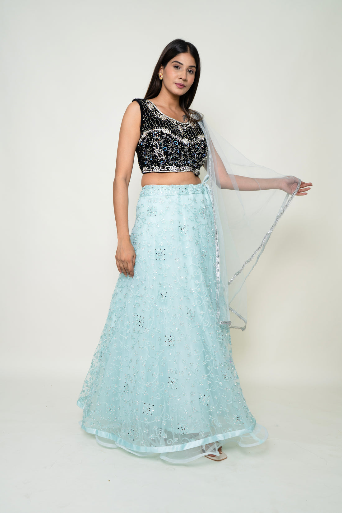 Light Blue Net Skirt with blouse