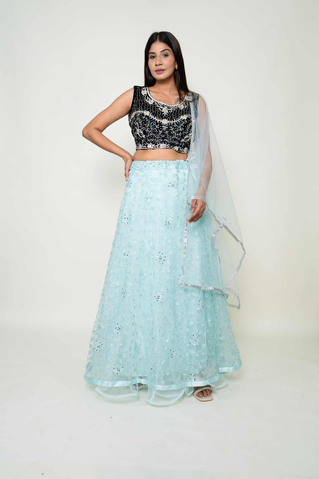 Light Blue Net Skirt with blouse