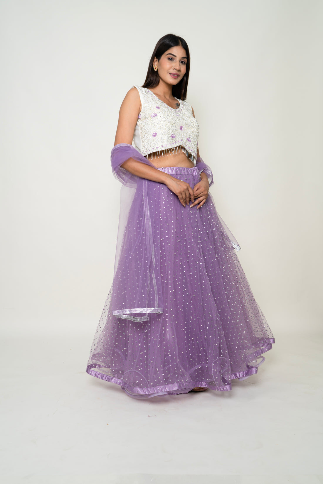 Net Sequin Skirt with blouse