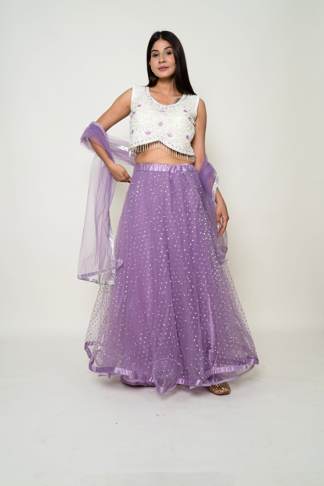 Net Sequin Skirt with blouse