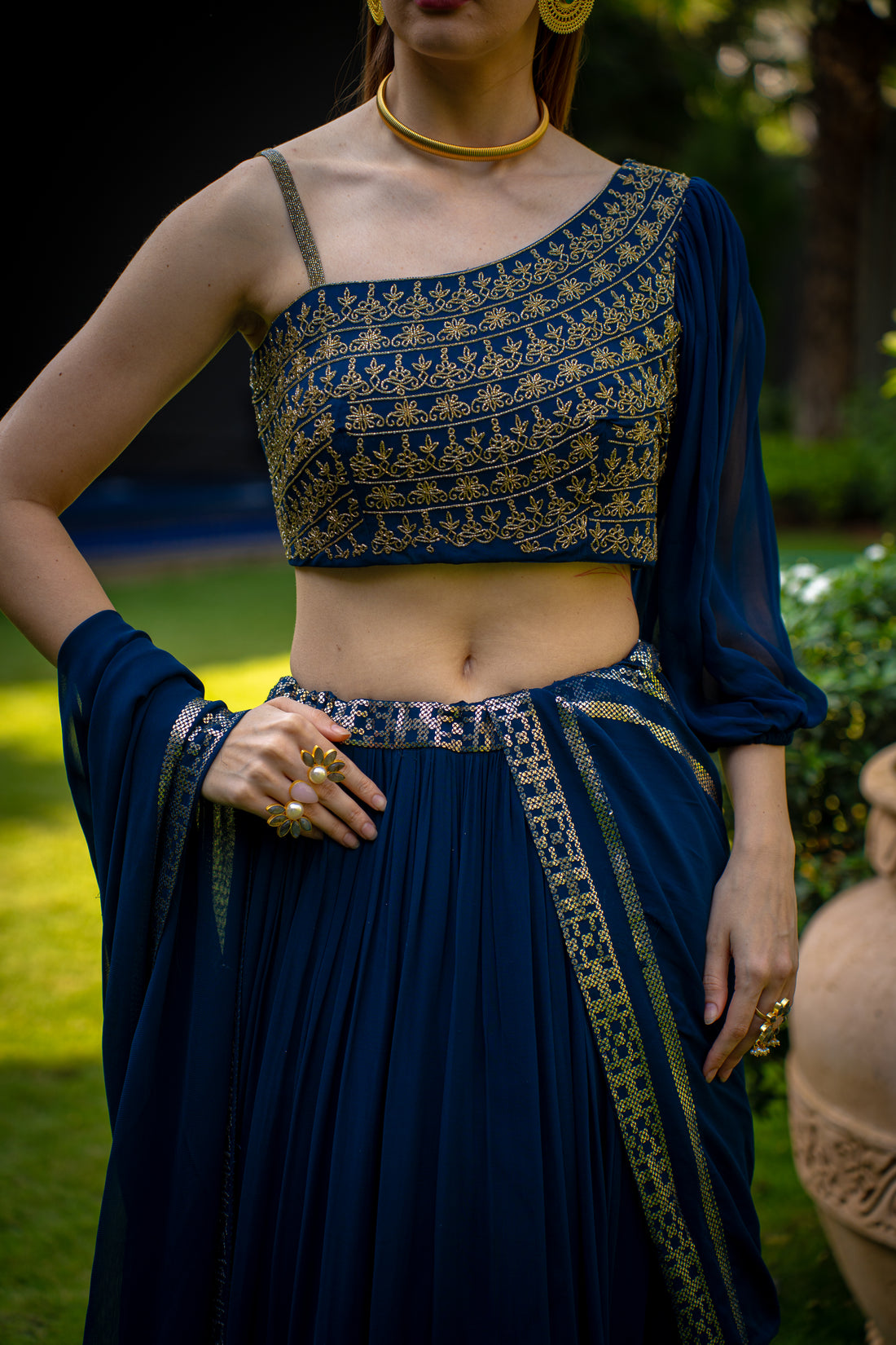 Navy-Blue Lehenga Set