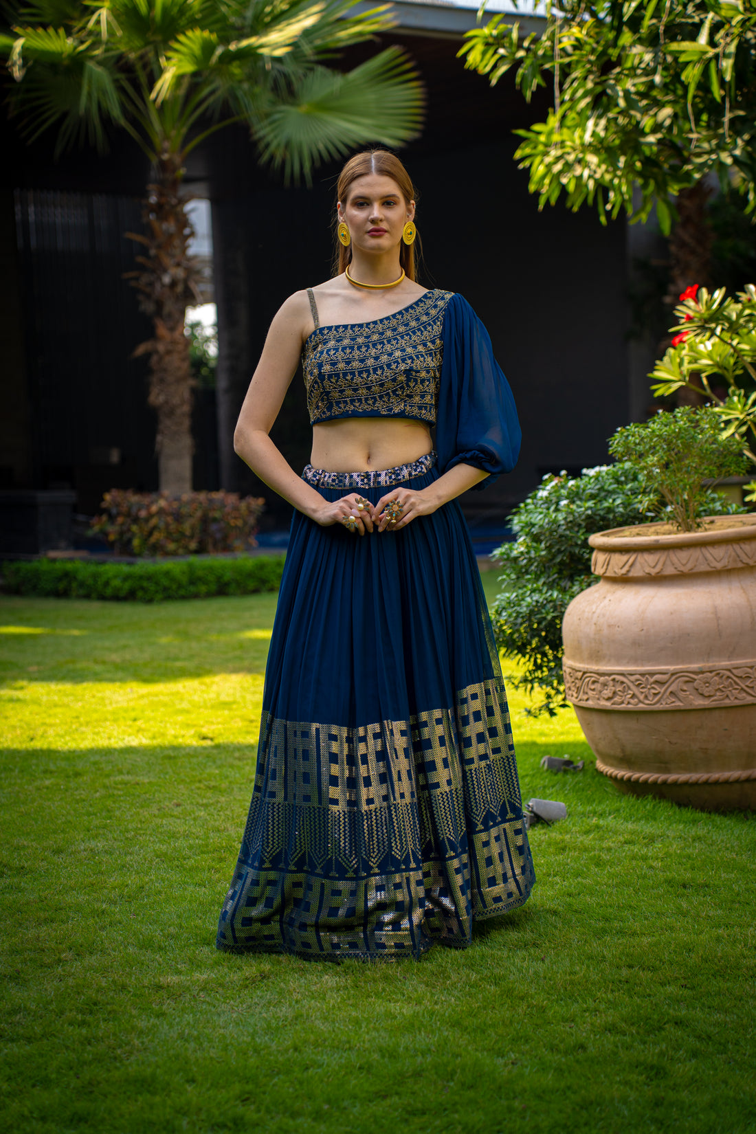 Navy-Blue Lehenga Set