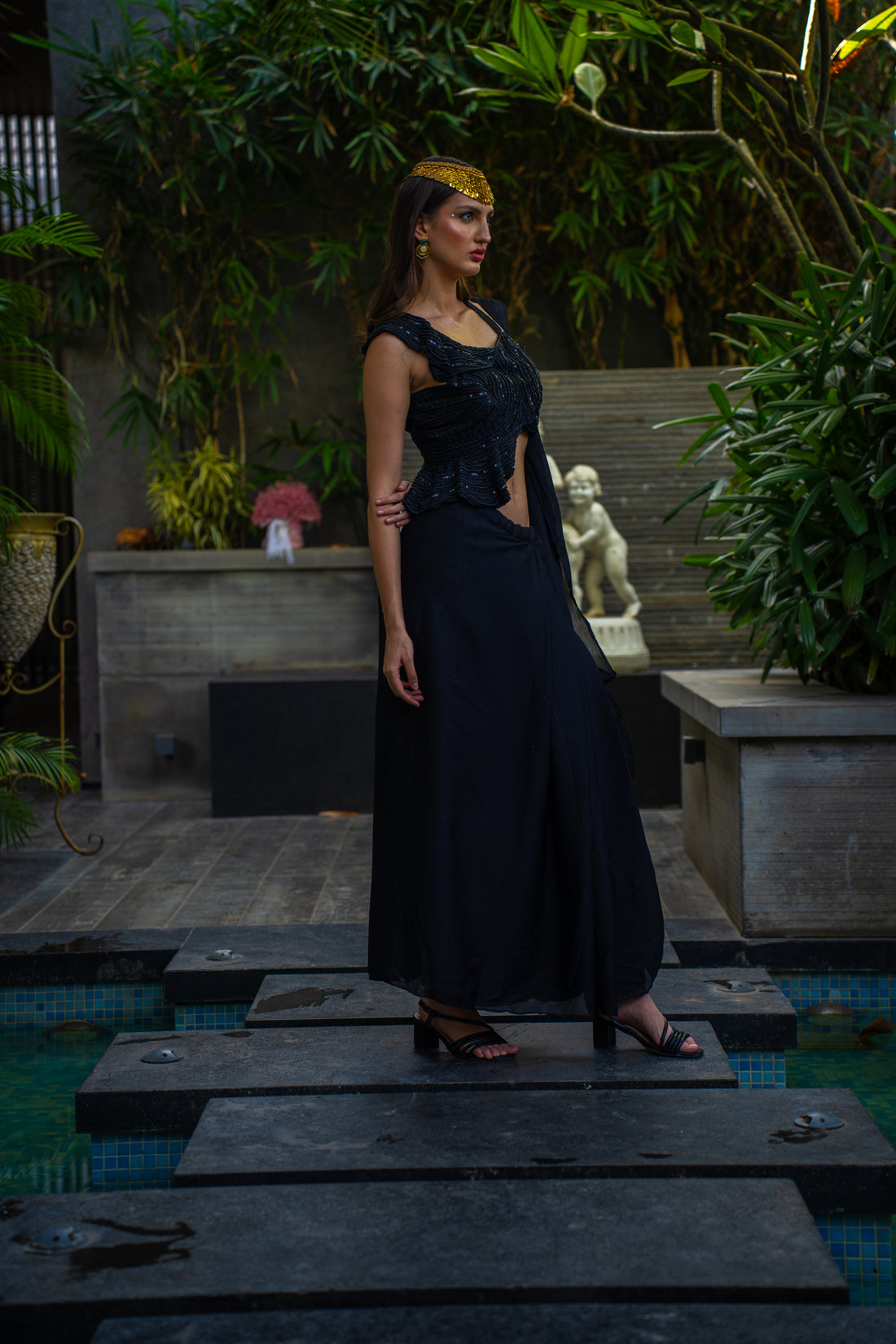 Black Drape Saree