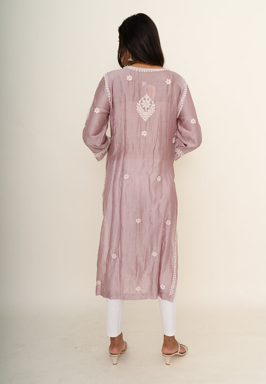 Pink chikankari kurta