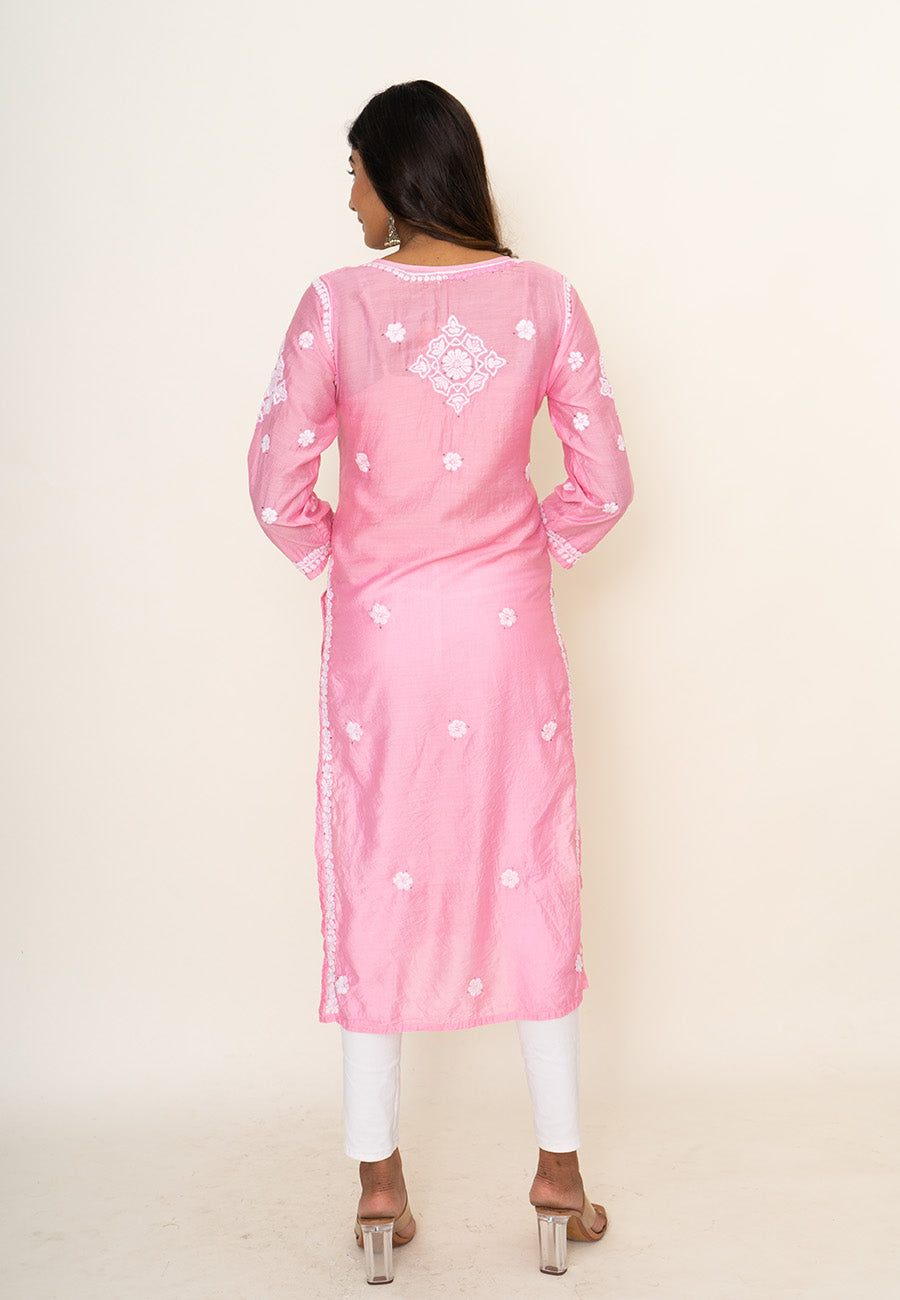 Pink chikankari kurta