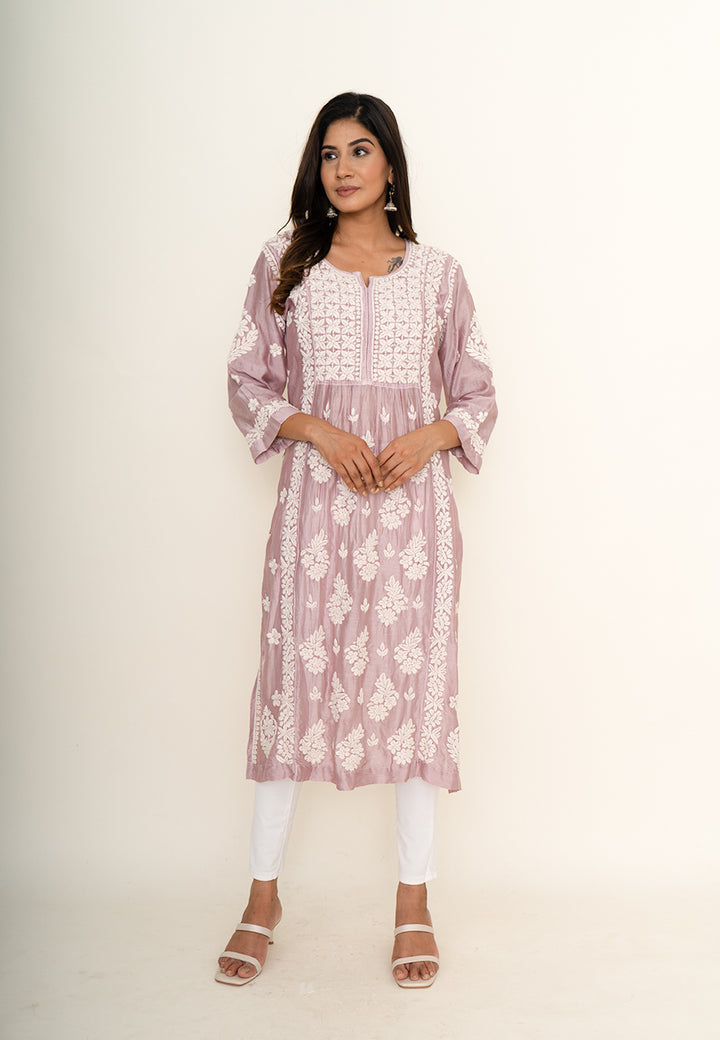 Pink chikankari kurta