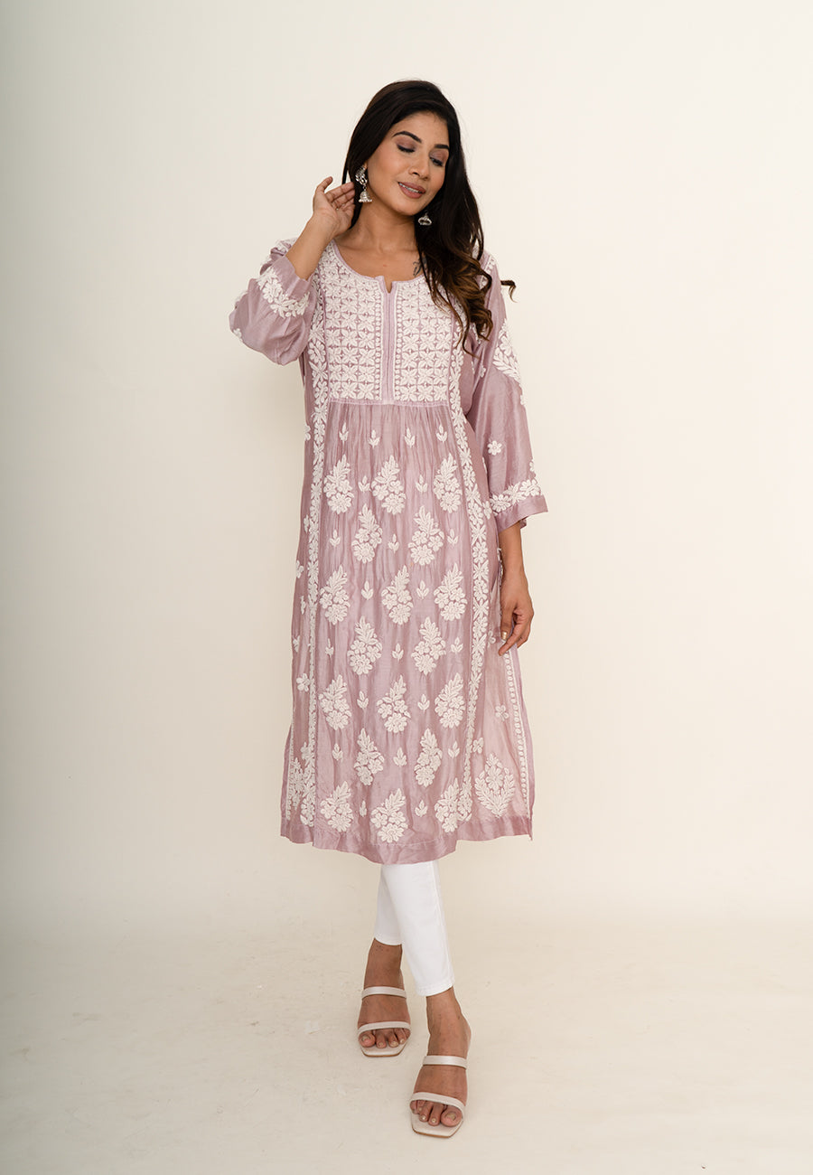 Pink chikankari kurta