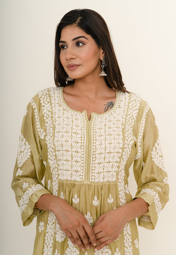 Yellow chikankari kurta