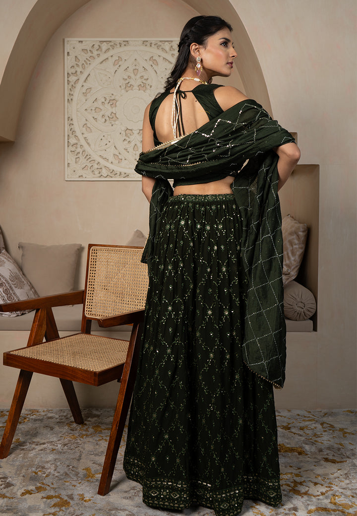 Green jaal lehenga