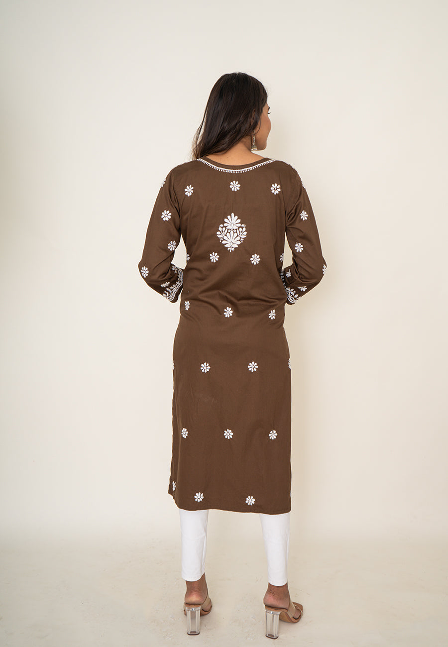 Brown chikankari kurta