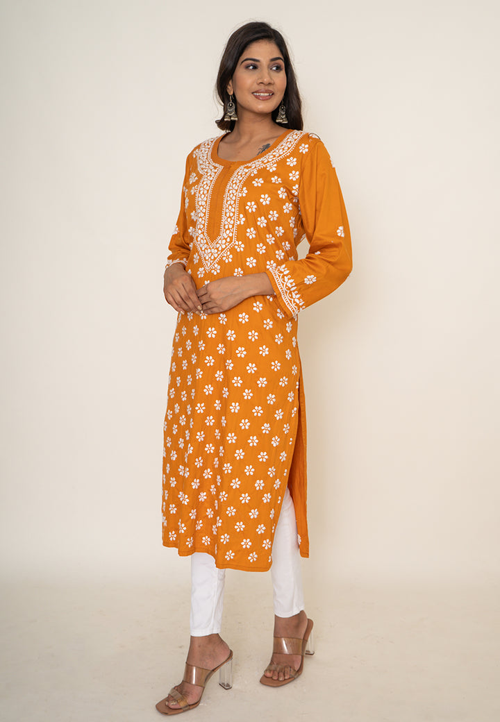 Yellow chikankari kurta