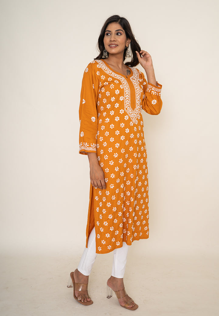 Yellow chikankari kurta