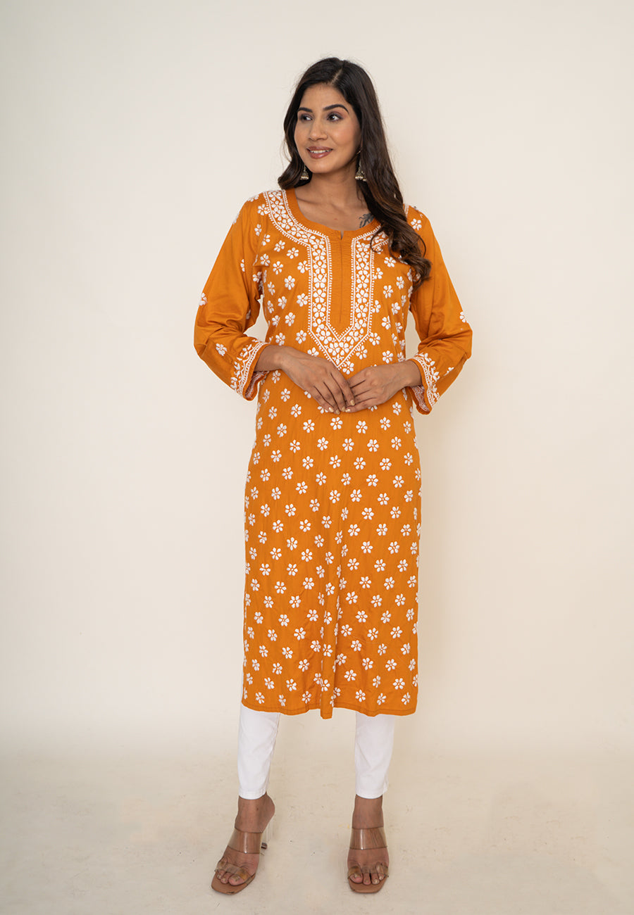 Yellow chikankari kurta