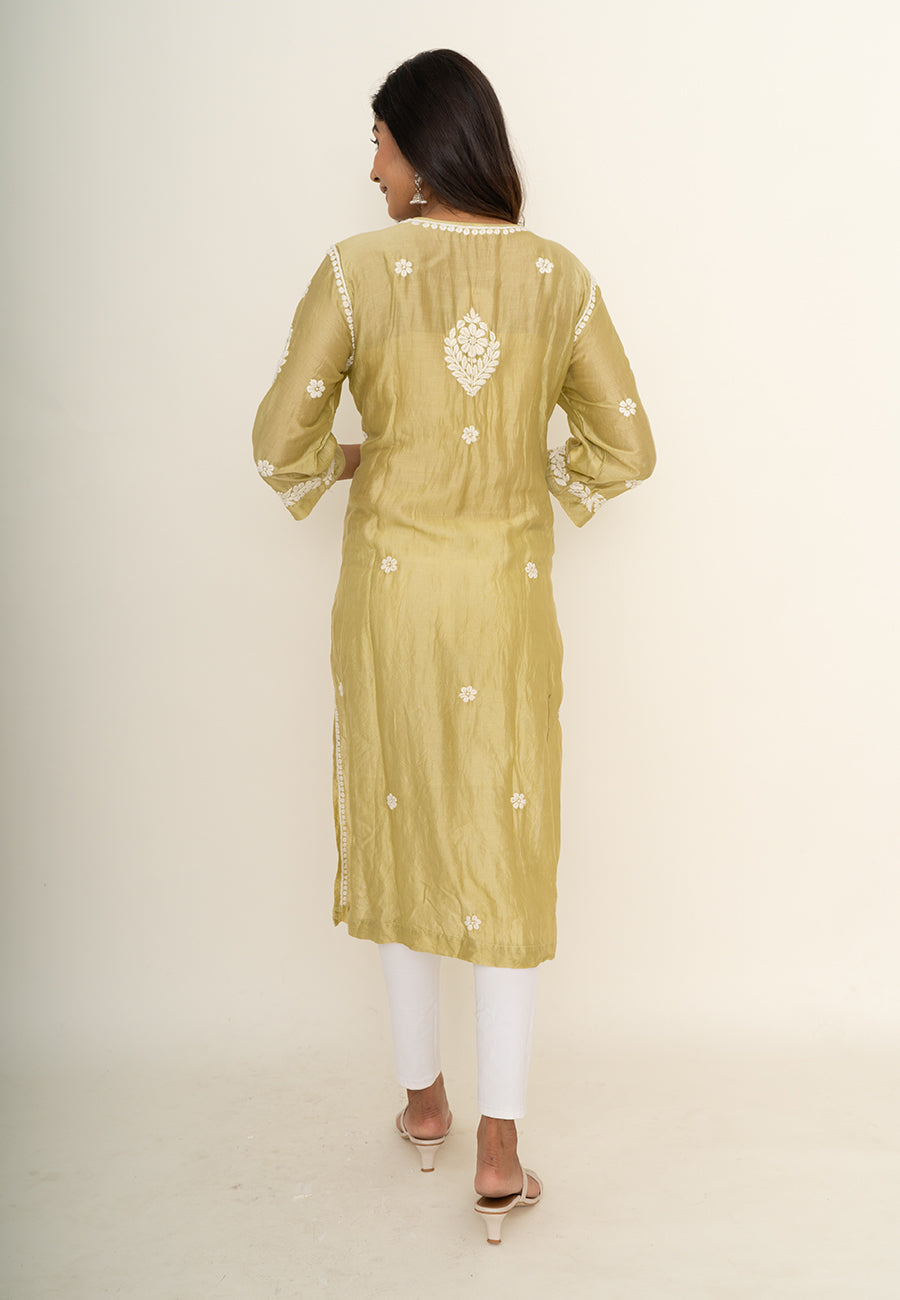 Yellow chikankari kurta