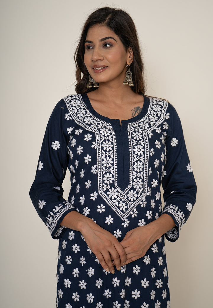 Navy blue chikankari kurta