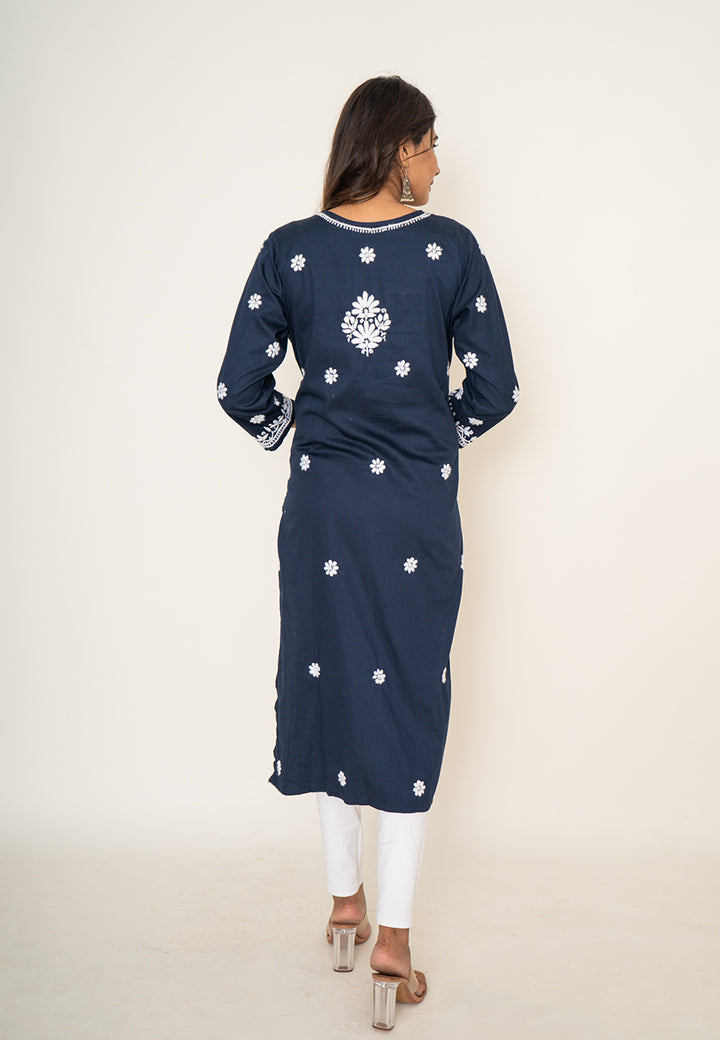 Navy blue chikankari kurta