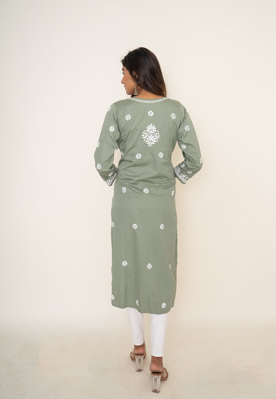 Green chikankari kurta