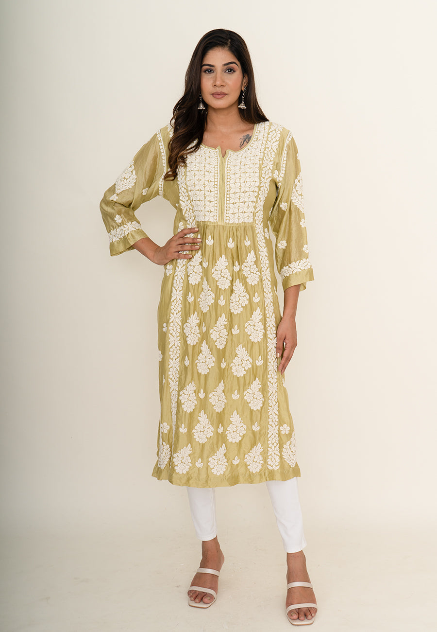 Yellow chikankari kurta