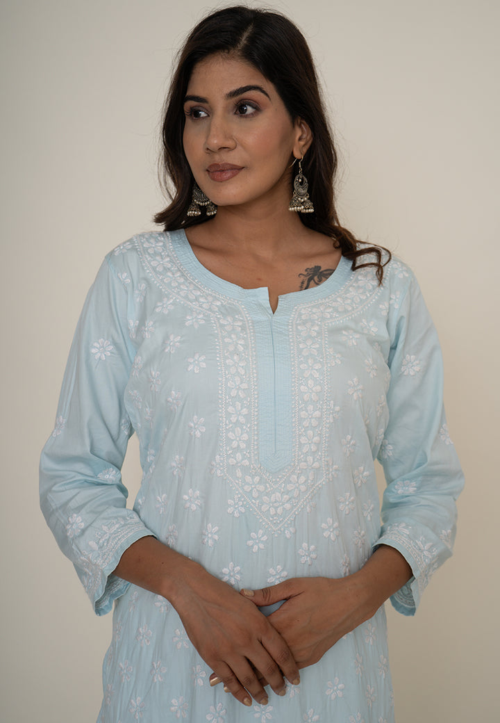 Sky blue chikankari kurta