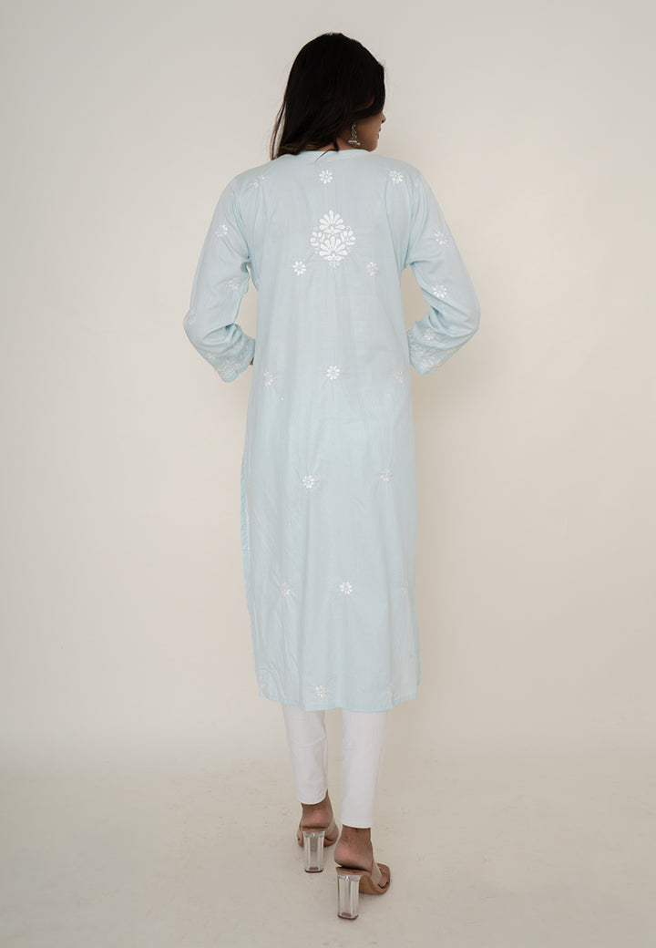 Sky blue chikankari kurta