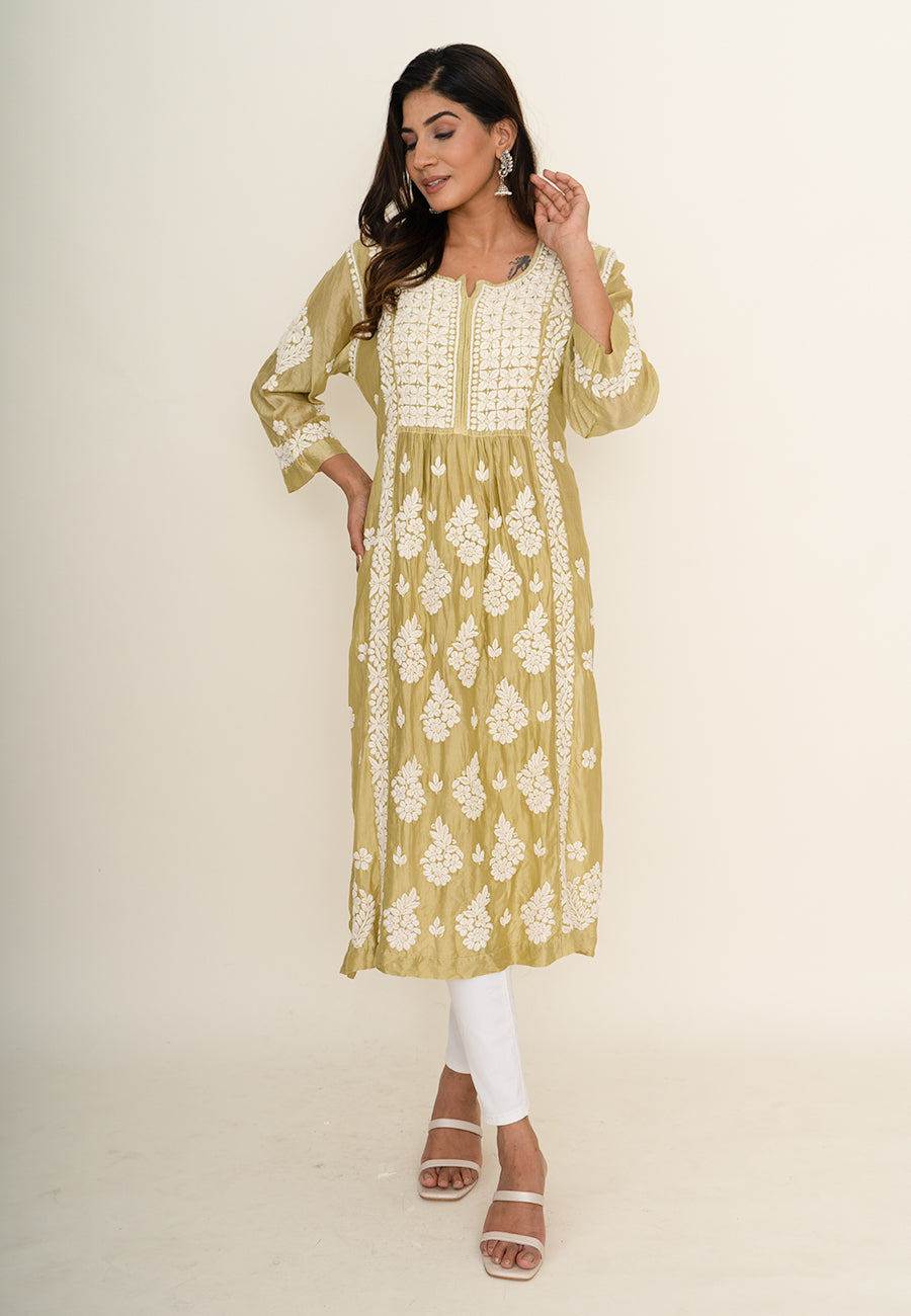 Yellow chikankari kurta