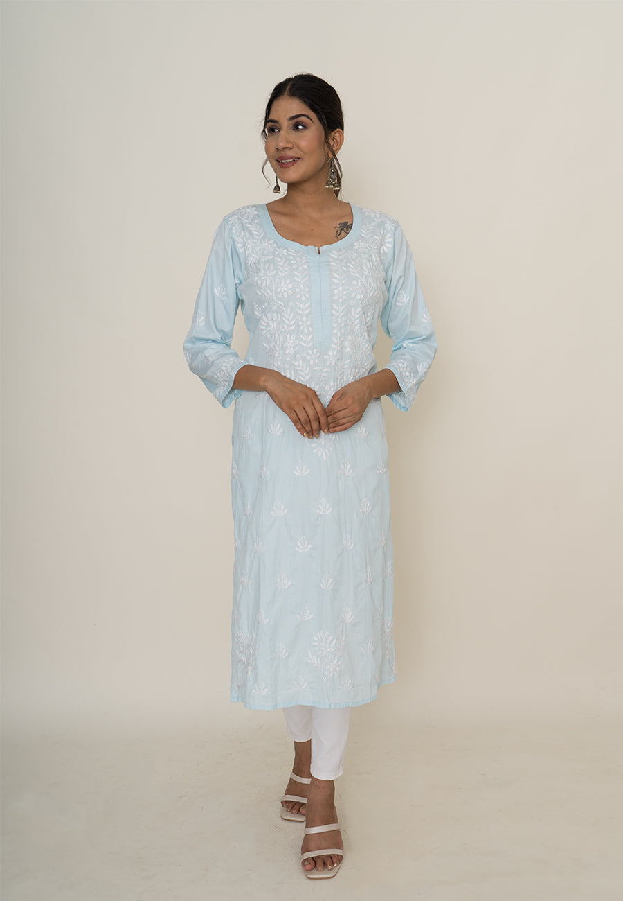 Blue chikankari kurta