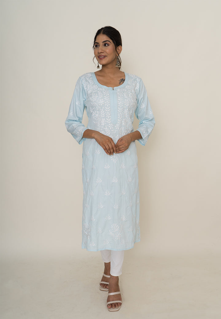 Blue chikankari kurta