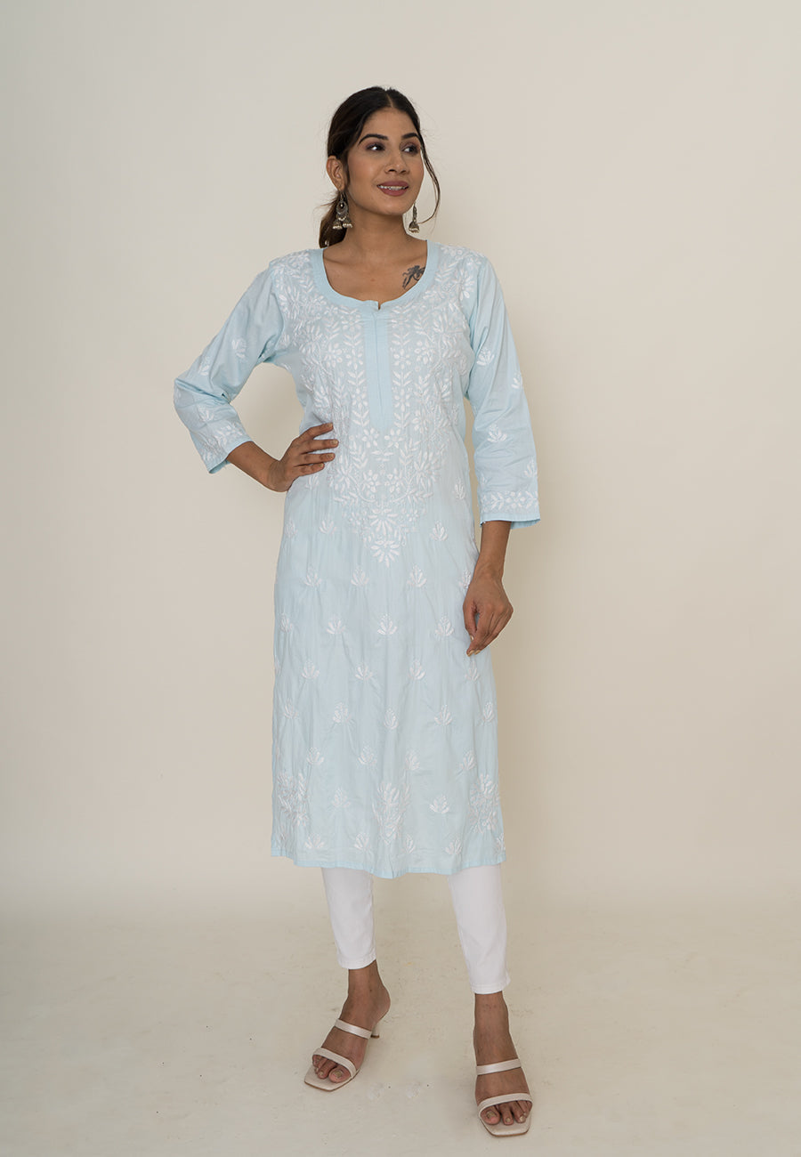 Blue chikankari kurta