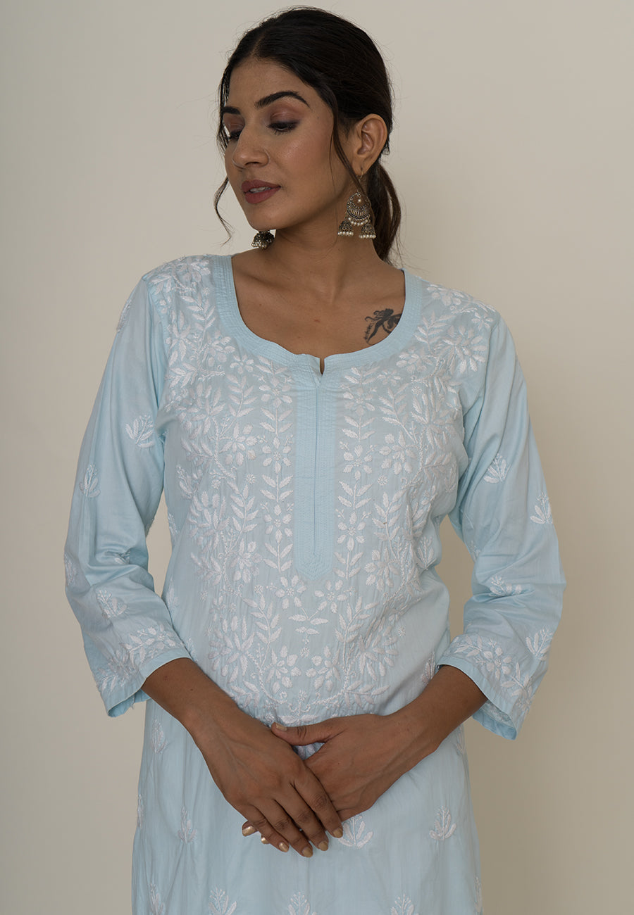 Blue chikankari kurta