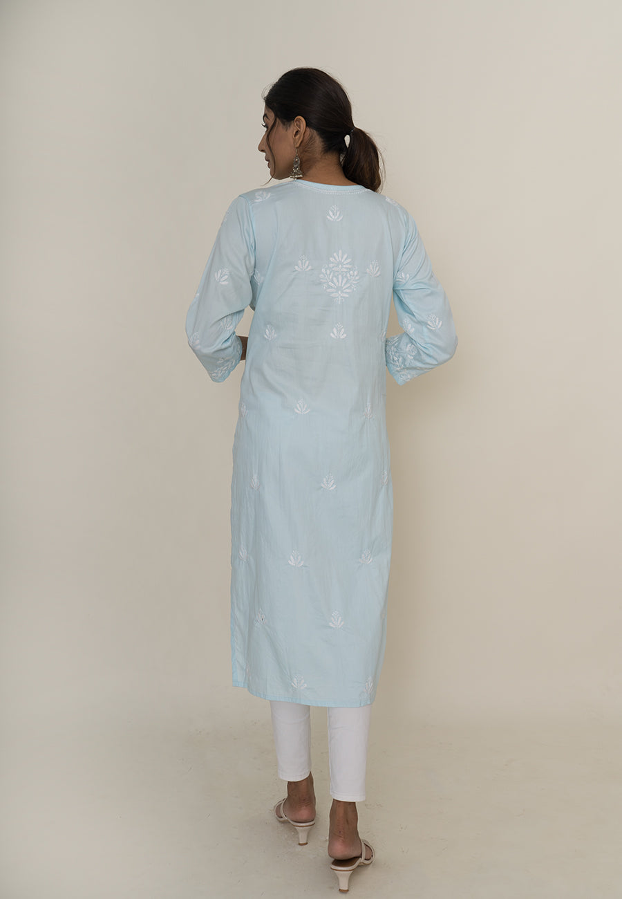 Blue chikankari kurta