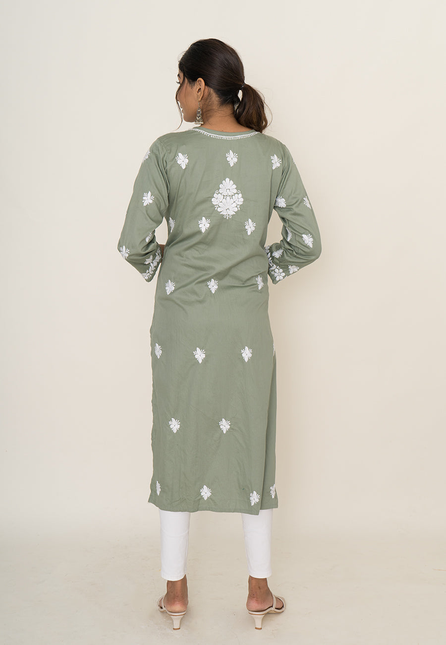 Green chikankari kurta