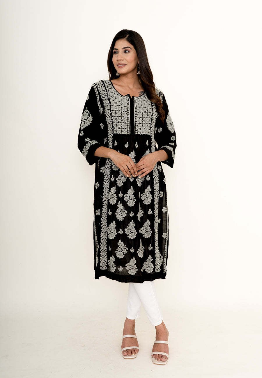 Black chikankari kurta