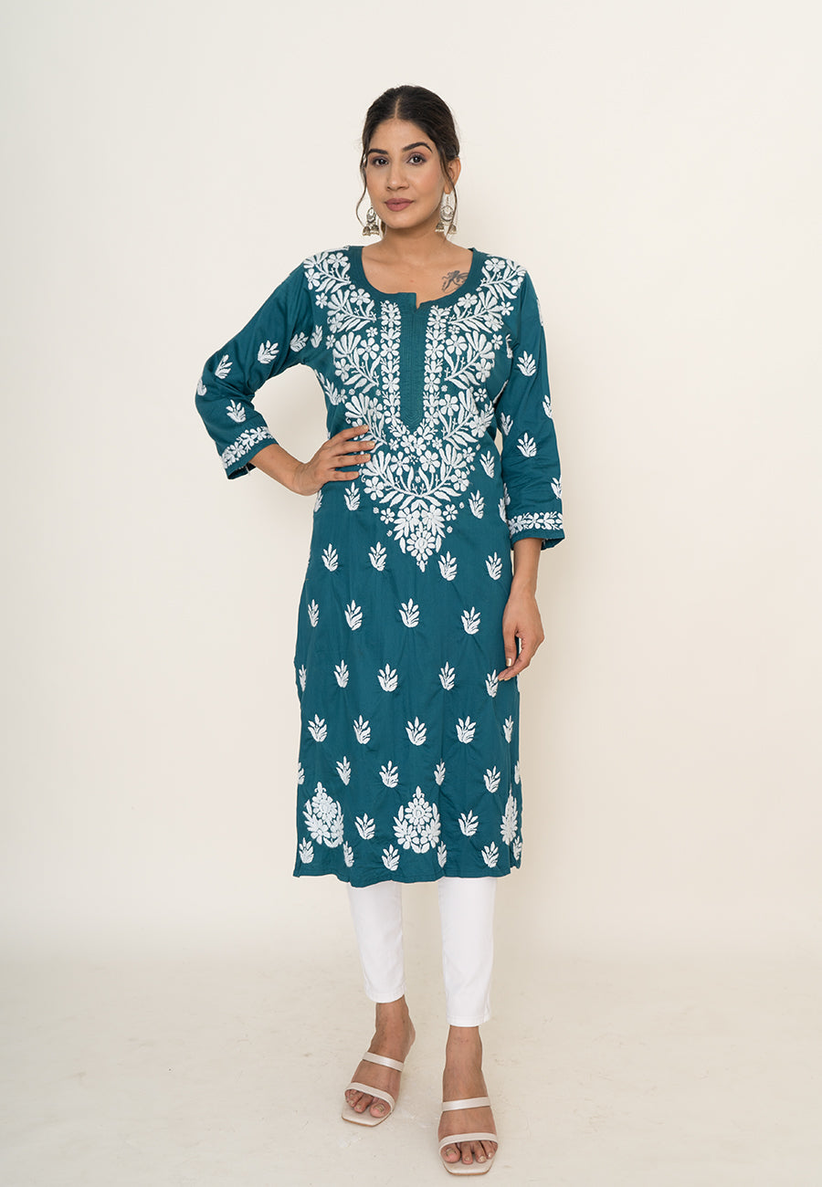 Green chikankari kurta