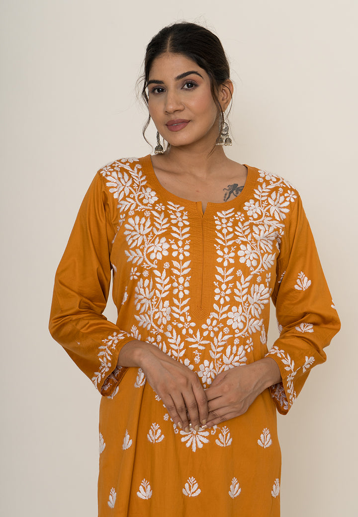 Yellow chikankari kurta