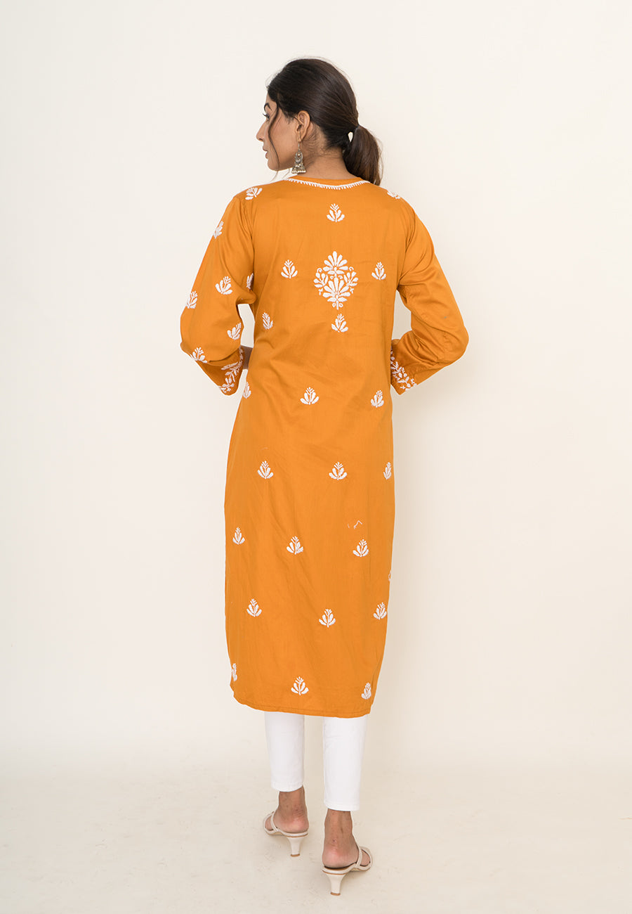 Yellow chikankari kurta