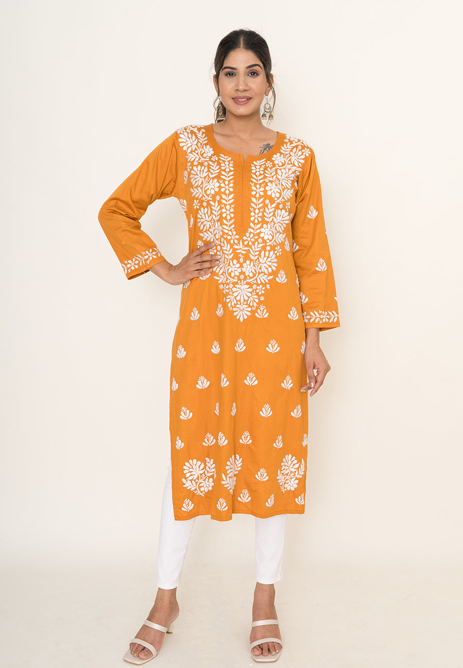 Yellow chikankari kurta