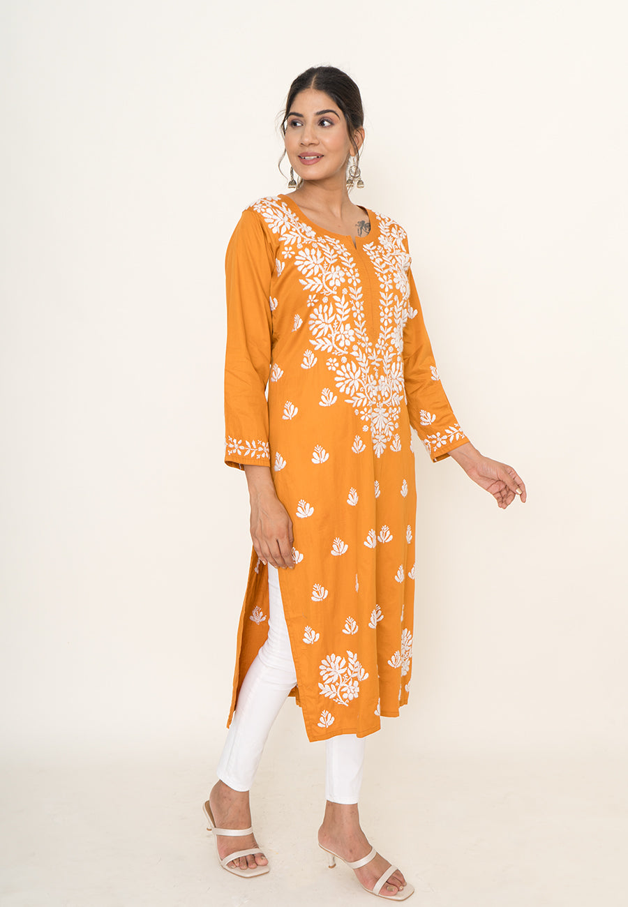 Yellow chikankari kurta