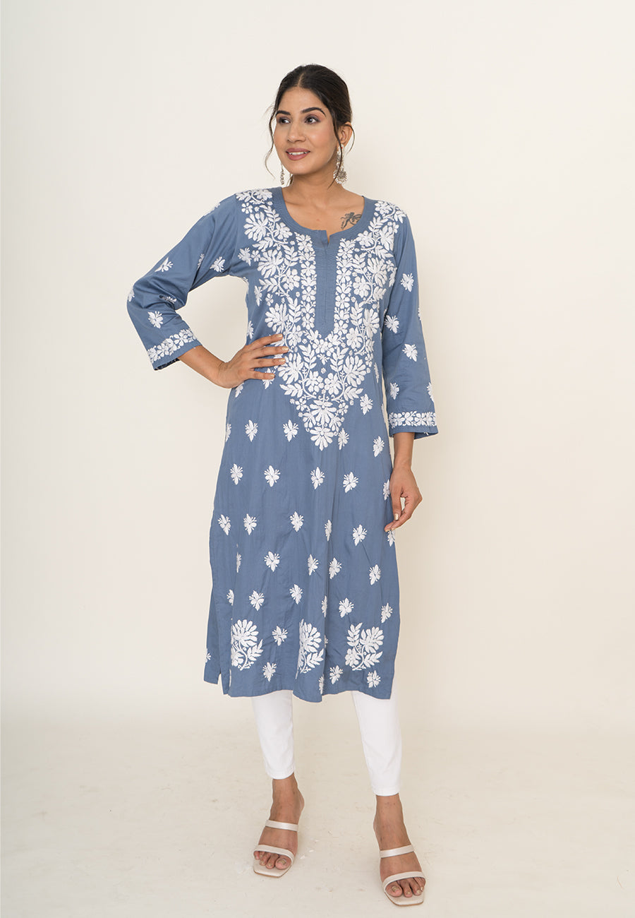 Blue chikankari kurta