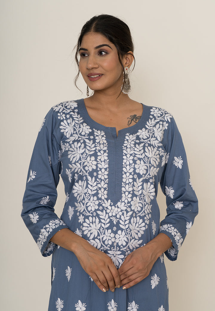 Blue chikankari kurta