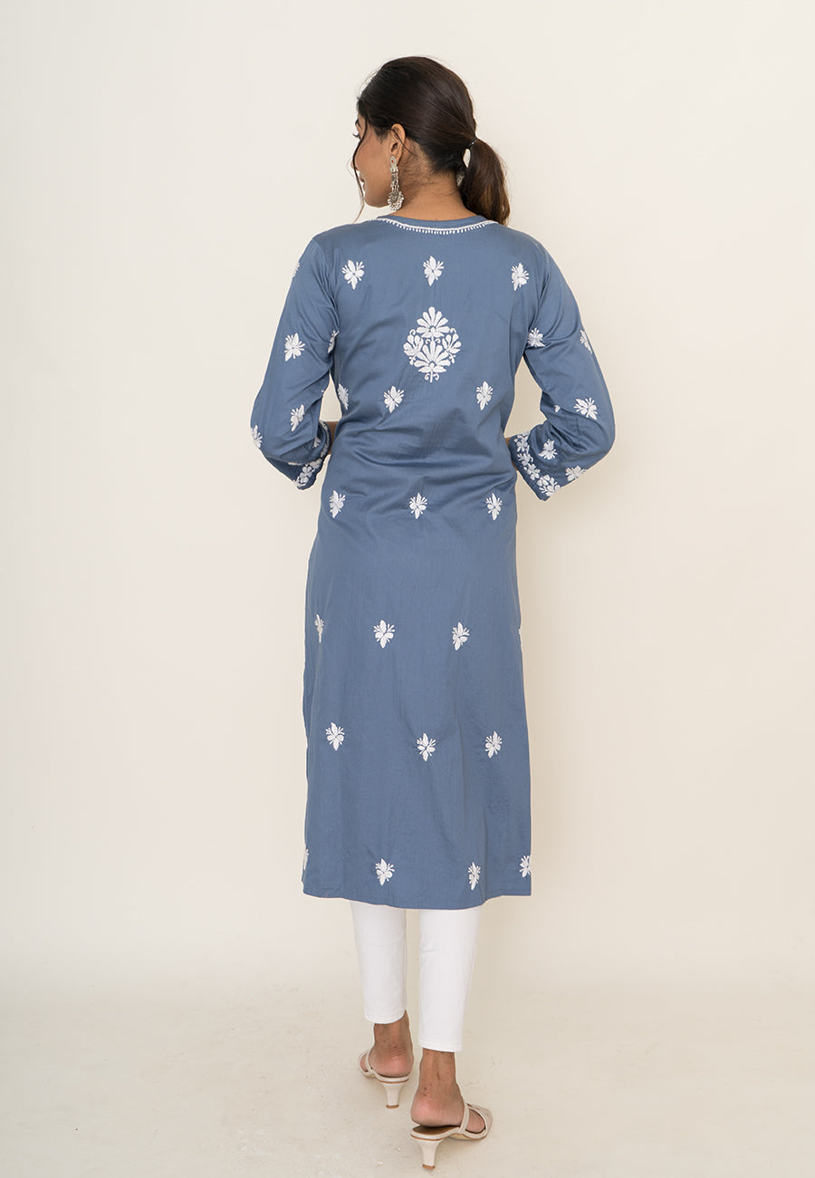 Blue chikankari kurta