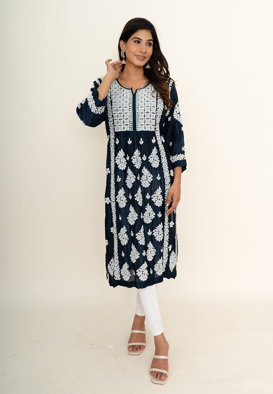 Navy blue chikankari kurta