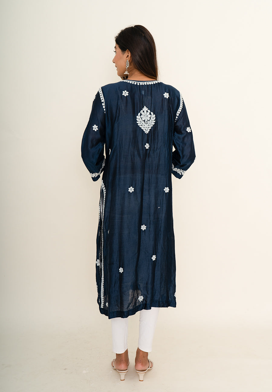 Navy blue chikankari kurta