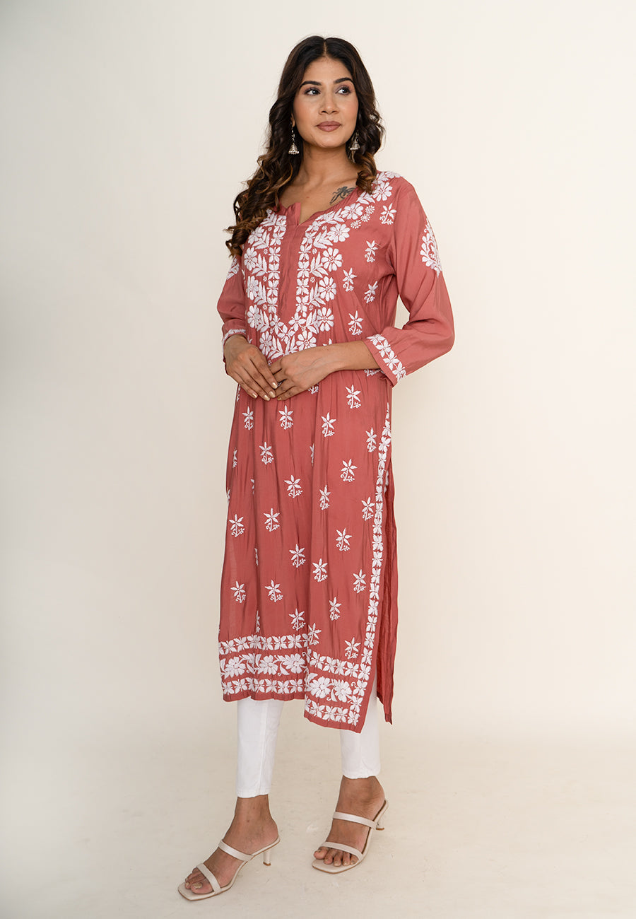 Pink chikankari kurta