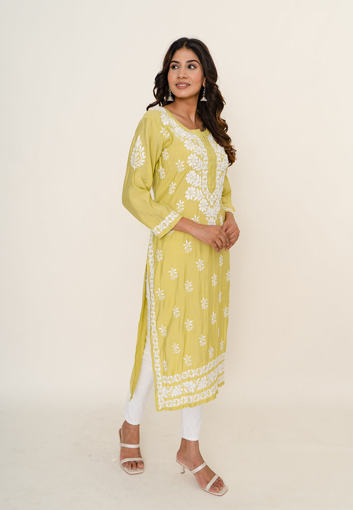 Yellow chikankari kurta