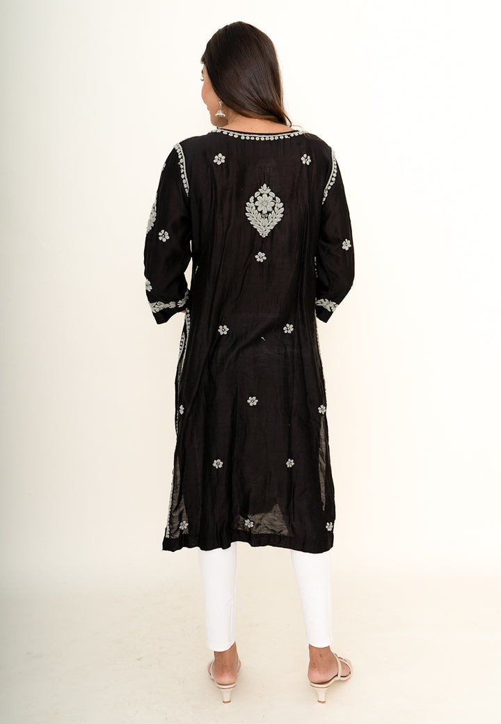 Black chikankari kurta