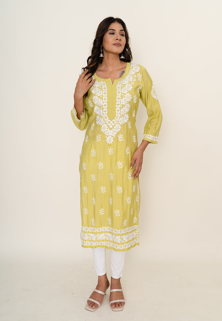 Yellow chikankari kurta