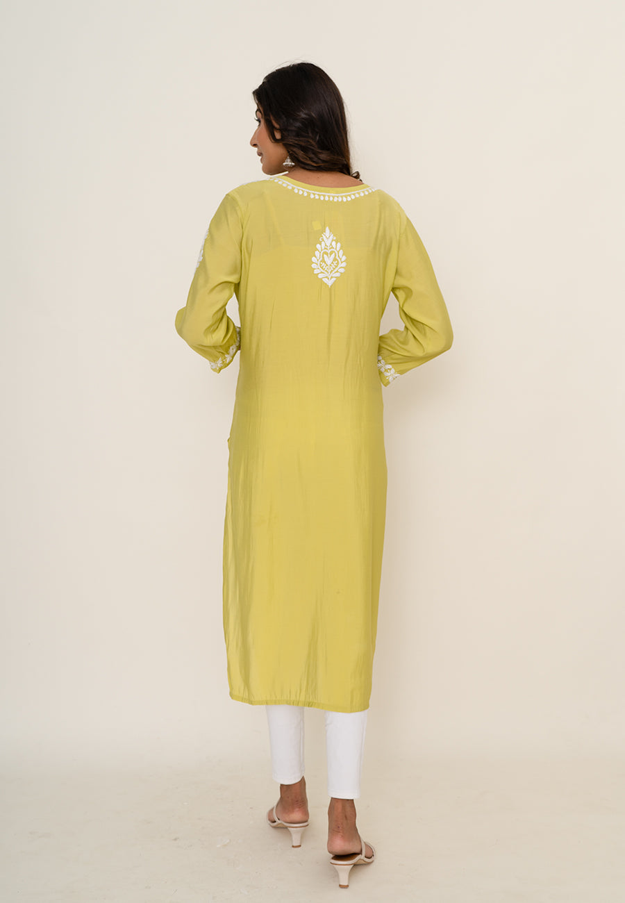 Yellow chikankari kurta