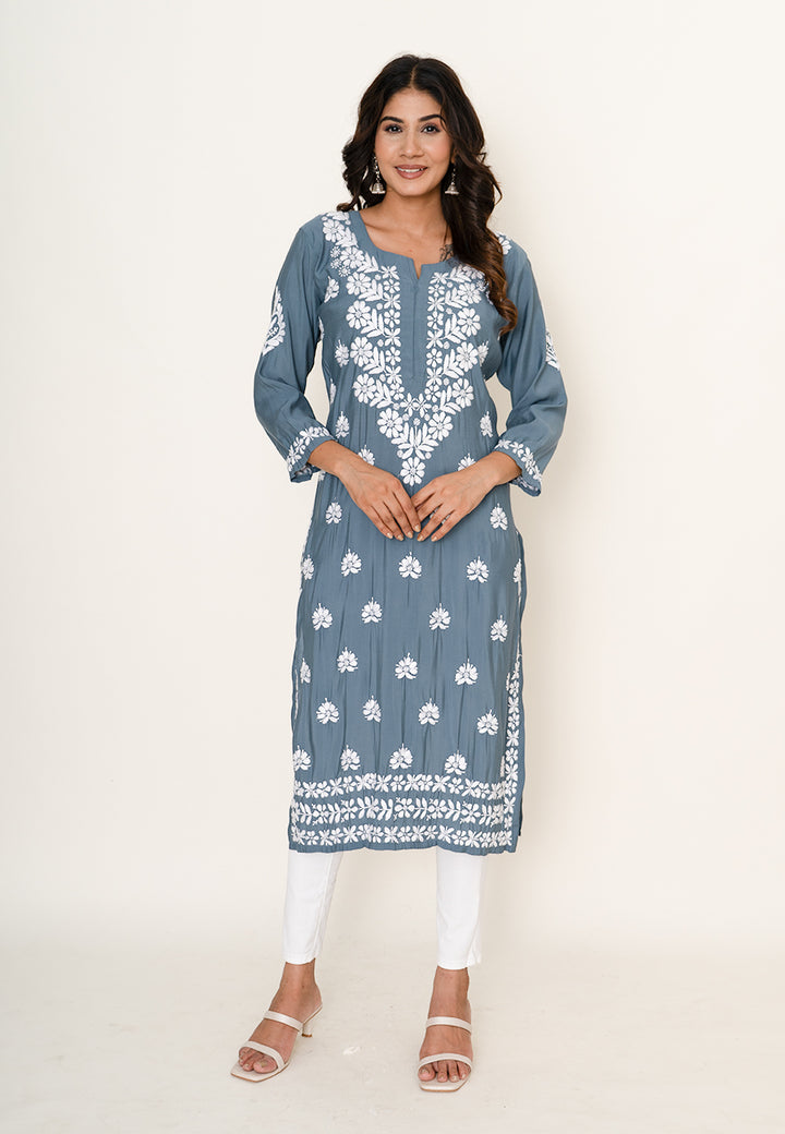 Blue chikankari kurta