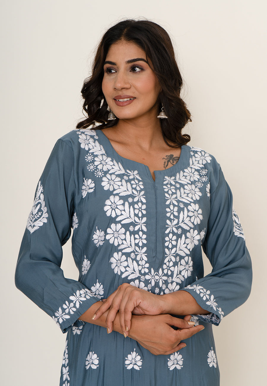 Blue chikankari kurta