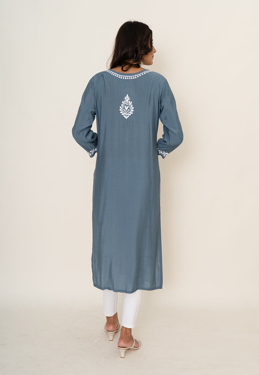 Blue chikankari kurta